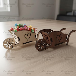 Laser cut files Candy Wheelbarrow 3 and 4 mm toy Decoration SVG bundle glowforge svg Vector laser template DXF Pdf Eps cnc pattern