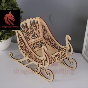Laserschnittdateien Konfektschale Schlitten des Weihnachtsmannes Weihnachtsdekoration SVG Bundle glowforge svg Vektor Laservorlage DXF Pdf Eps Cnc Muster
