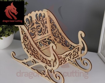 Laser cut files Candy bowl Sleigh of Santa Claus Christmas Decoration SVG bundle glowforge svg Vector laser template DXF Pdf Eps cnc pattern