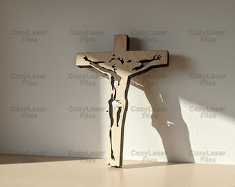 Laser cut Jesus Christ on the Cross SVG glowforge wood Christian files Vector template file DXF Pdf Eps cnc pattern