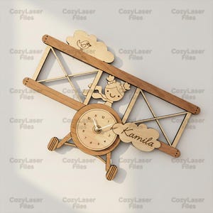 Laser geschnittene Wanduhr Vorlage für Kinderzimmer Dateien SVG-bundle glowforge Holz Uhr Uhr svg-Dateien Vektor Laser Vorlage DXF Eps Cnc Muster