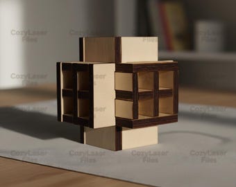 Laser cut Cube 3D puzzle children adult toy SVG bundle glowforge wood statue svg files Vector laser template file DXF Pdf Eps cnc pattern