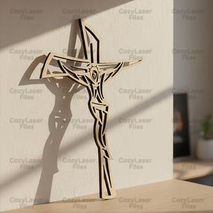 Laser cut Cross Jesus 3d Christian SVG glowforge wood Jesus Christ files Vector template file DXF Pdf Eps cnc pattern