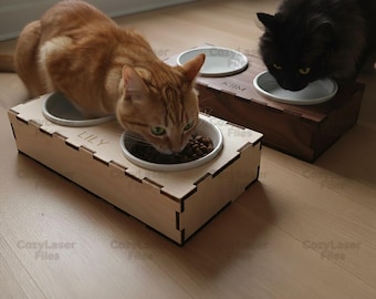 Laser cut files Raised Pet Bowl Stand for Cats and Small Dogs SVG bundle glowforge wood bowl svg Vector template DXF Pdf Eps cnc pattern
