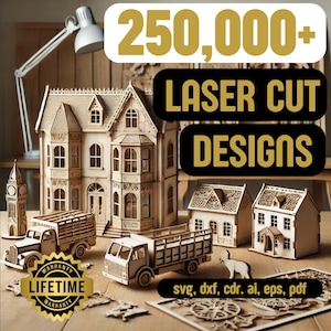 Lasergesneden bestanden megabundel gesneden 250.000 pack 3D 2D-ontwerpen CNC-bestanden Lasersnijden bestanden Svg Cdr Dxf Eps gegraveerd Lightburn Compatibel met Xtool