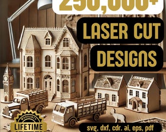 Laser Cut Files Mega Bundle Cut 250,000 Pack 3D 2D Designs CNC Files Laser Cutting files Svg Cdr Dxf Eps Engraved Lightburn Xtool Compatible