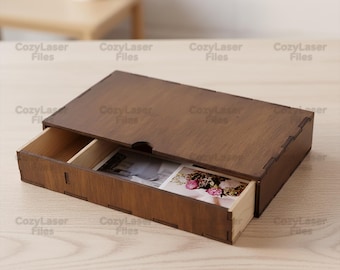 Laser cut 3 sections box organizer 3d puzzle SVG bundle glowforge wood organizer svg files Vector laser template DXF Pdf Eps cnc pattern
