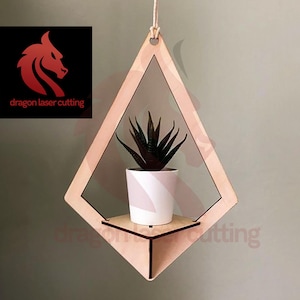 Supporto per piante sospeso tagliato al laser, puzzle 3D SVG, file Glowforge per supporto per piante in legno, file SVG, modello laser vettoriale, file DXF, PDF, EPS, modello CNC