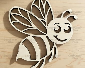 Laser cut Honey Bee wall decor SVG glowforge Honeybee home art files Vector DXF Eps Ai Cdr cnc pattern