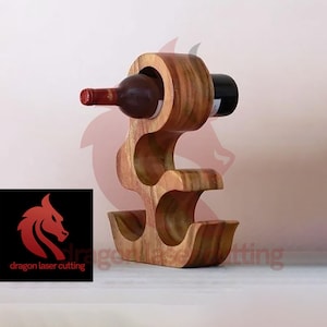 Lasergesneden fles stand 3D-puzzel SVG bundel glowforge hout wijn stand svg-bestanden Vector laser sjabloonbestand DXF Pdf Eps cnc patroon
