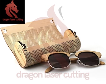 Laser cut files Sunglasses case box organiser 3d puzzle SVG bundle glowforge wood case svg Vector laser template DXF Pdf Eps cnc pattern