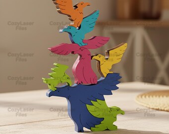 Laser cut Eagles puzzle 3d puzzle SVG bundle glowforge wood kid's toy svg files Vector laser template file DXF Pdf Eps cnc pattern