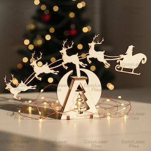 Laser cut Rocking Santa Christmas Toy puzzle SVG bundle glowforge wood toy svg files Vector laser template file DXF Pdf Eps cnc pattern