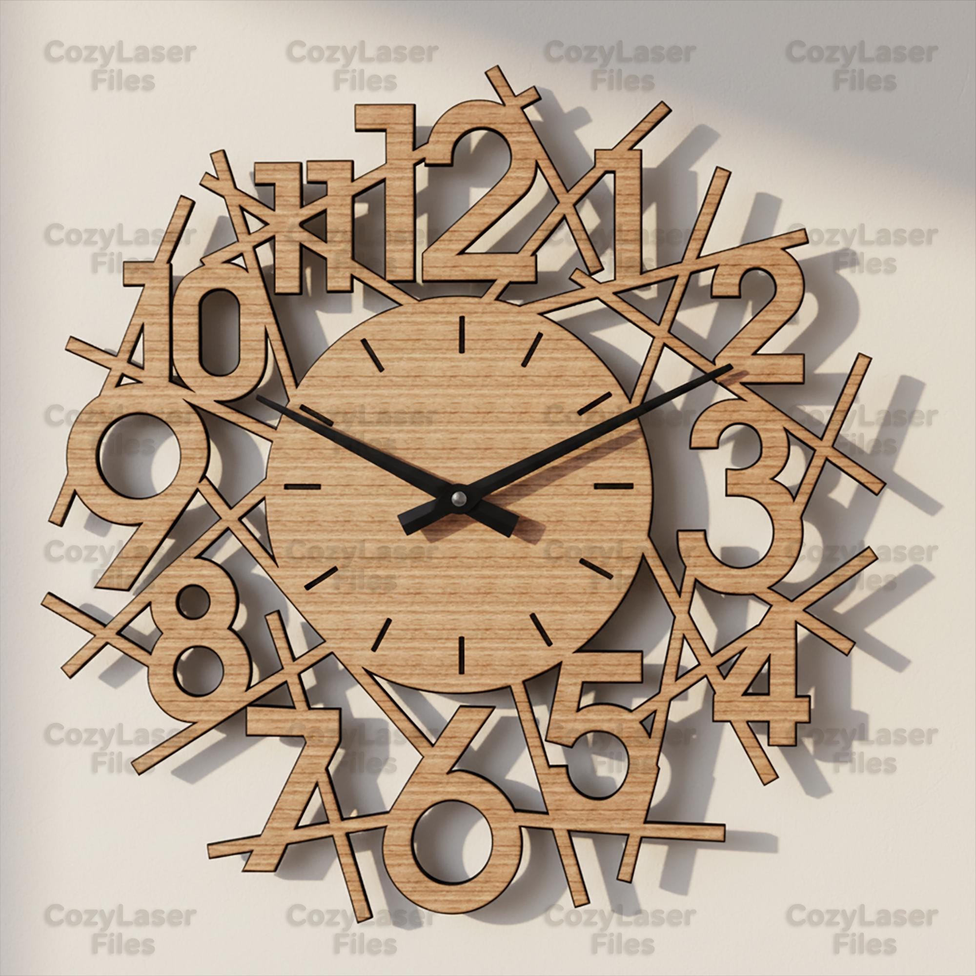 Laser Cut 4 Wall Clock Designs 2d Files SVG Bundle Glowforge Wood Clock ...