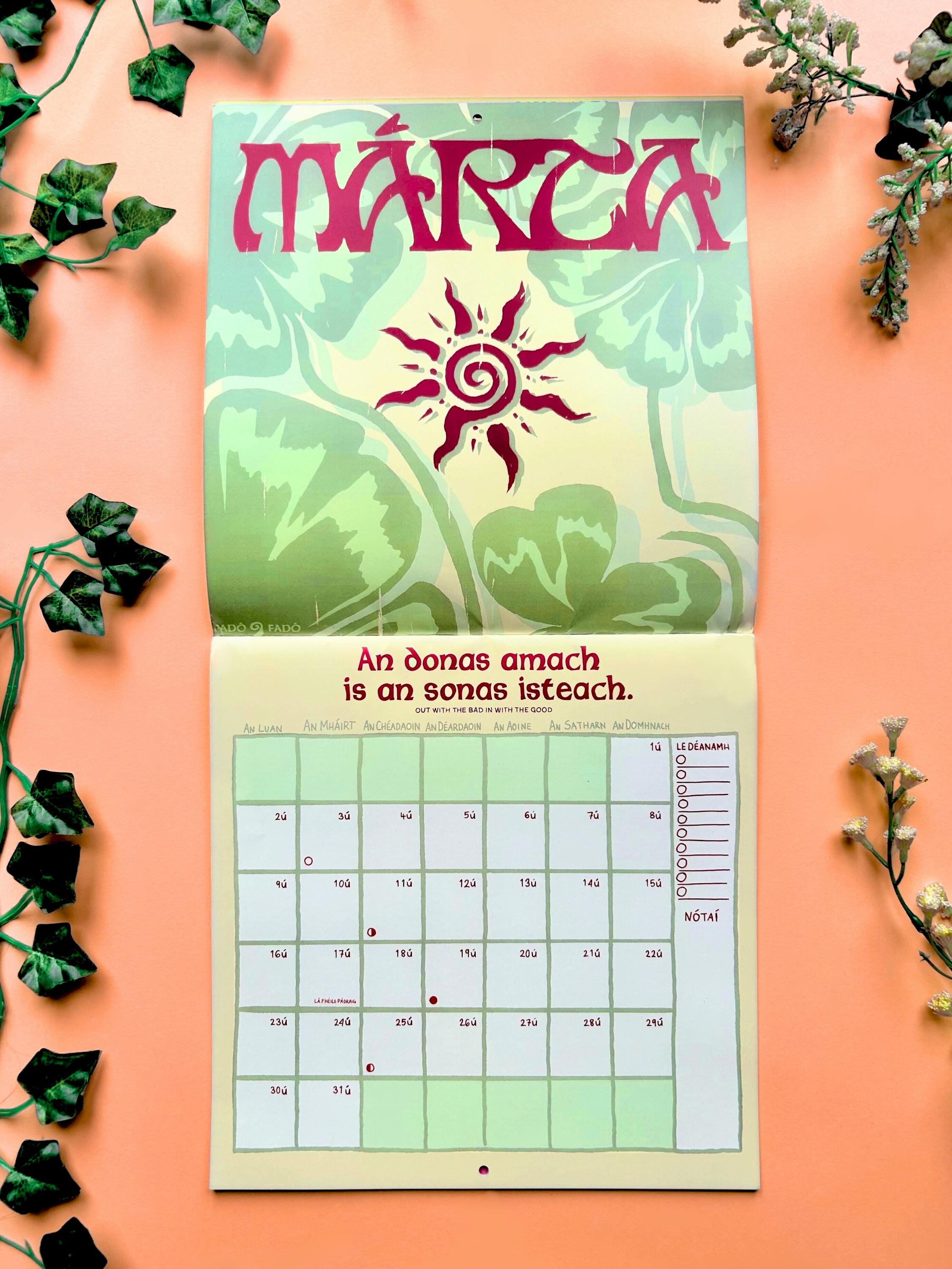Féilire 2026 | Irish Language Calendar | Féilire Gaeilge (28x28cm) - Etsy, image size:2250x3000