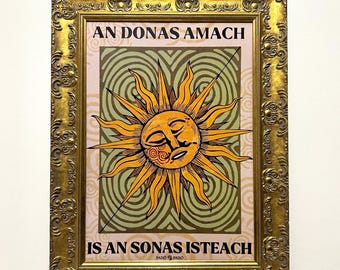 アイルランドのハープ、水彩画のプリント、アイルランドの絵画