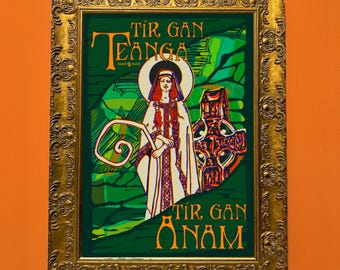Tír Gan Teanga, Tír Gan Anam - Prionta Gaeilge / Stampa Seanfhocail irlandese / Regali irlandesi / Poster in lingua irlandese / A3