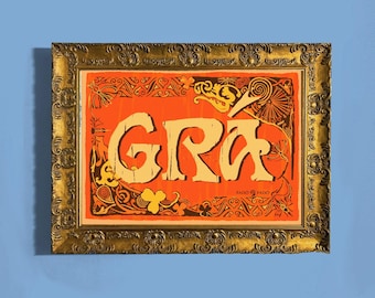 Grá - Prionta Gaeilge / Poster con stampa artistica in lingua irlandese "Love" / Regali irlandesi / A3