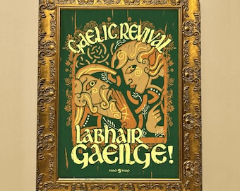 Odrodzenie gaelickie – Labhair Gaeilge! - Prionta Gaeilge | Mów po irlandzku! | Plakat z nadrukiem w języku irlandzkim | Irlandzkie Prezenty | A3