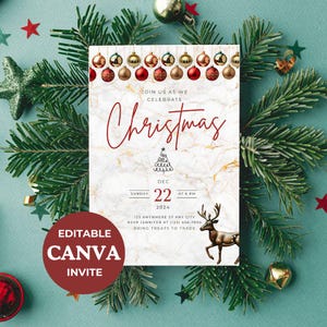 Invito alla festa di Natale minimale / Modello di invito alla festa di Natale / Invito alla cena di Natale / Modello stampabile CP003