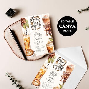Love is Brewing Bridal Shower Invitation, Editable Template for Coffee Lovers, Digital Download for Celebrations, Coffee Theme Invitation