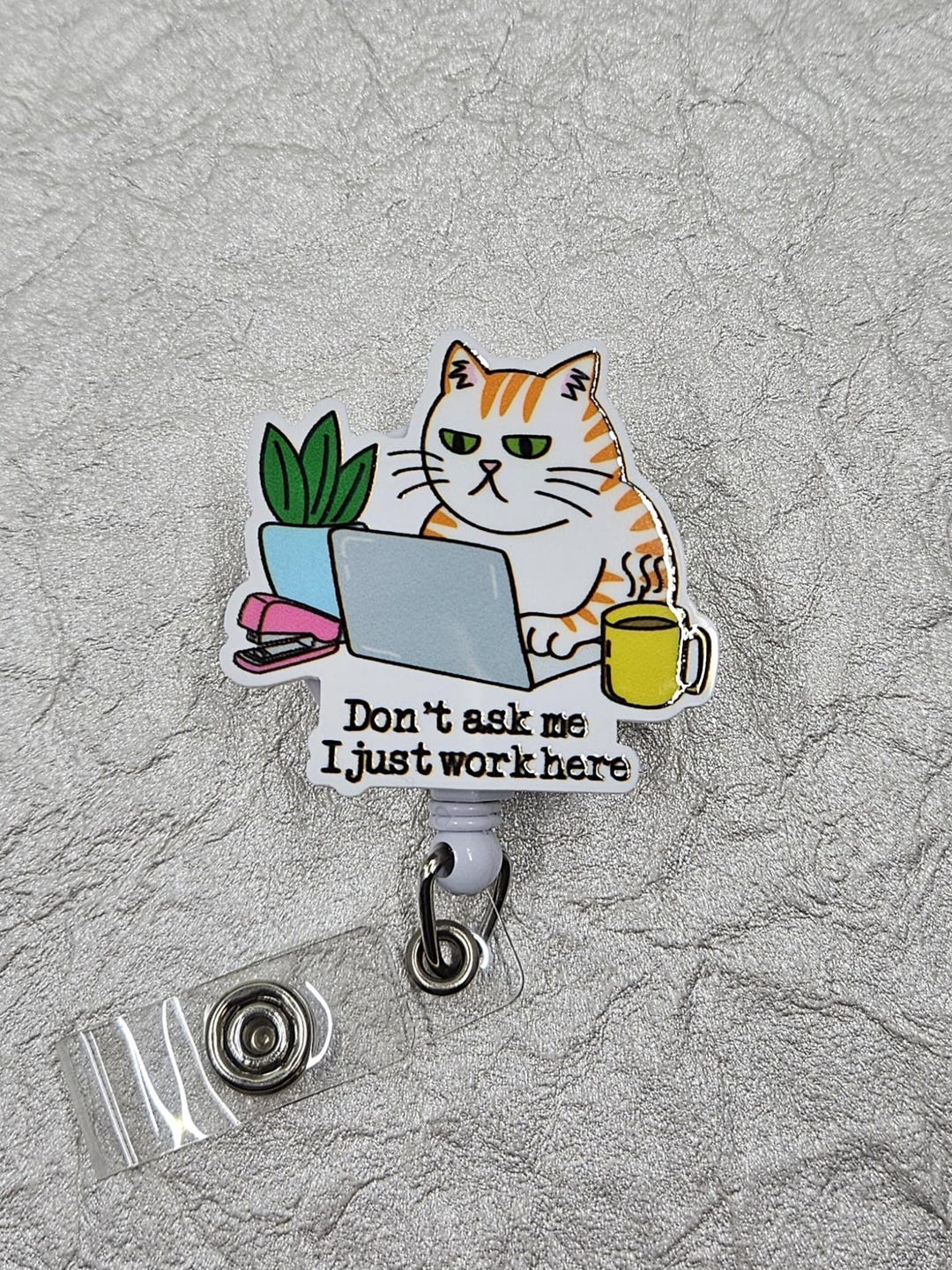 Acrylic Cat Work Badge Reel, Funny Saying, Interchangeable Topper - Etsy