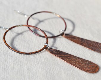 COPPER CANYONS- Handmade Copper and Sterling Silver Earrings