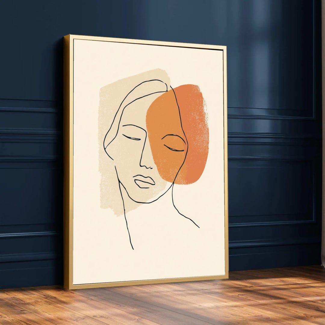 Abstract Female Face Line Art Canvas, Minimalist Portrait Wall Art ...