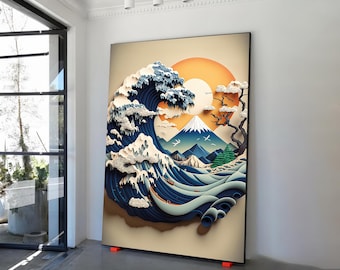 The Great Wave off Kanagawa Canvas Print Wall Art, Large Hokusai Artwork,  Japanese Ocean Print, Hokusai Frame Option