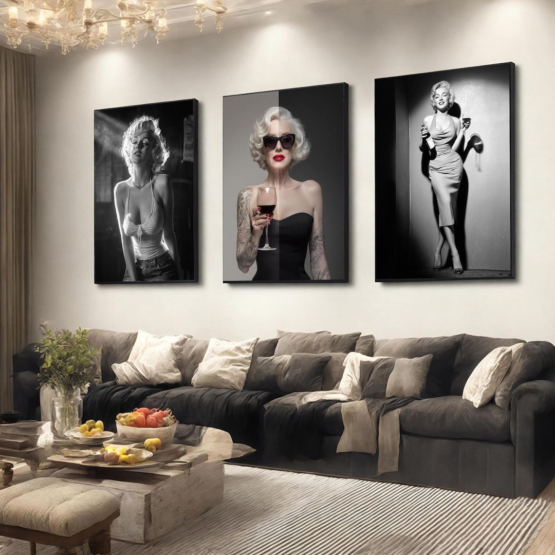 Marilyn Monroe Black and White Elegant Photo Canvas Wall Art-vintage ...