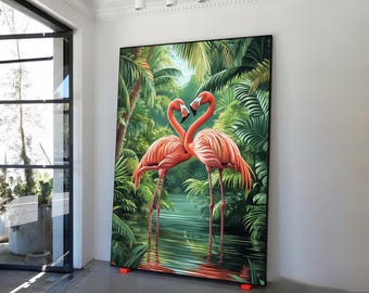 Flamingo Abstract Art Framed Poster, Flamingo Art, Flamingo Print, Flamingo Decor, Pink Wall Art, Flamingo Poster