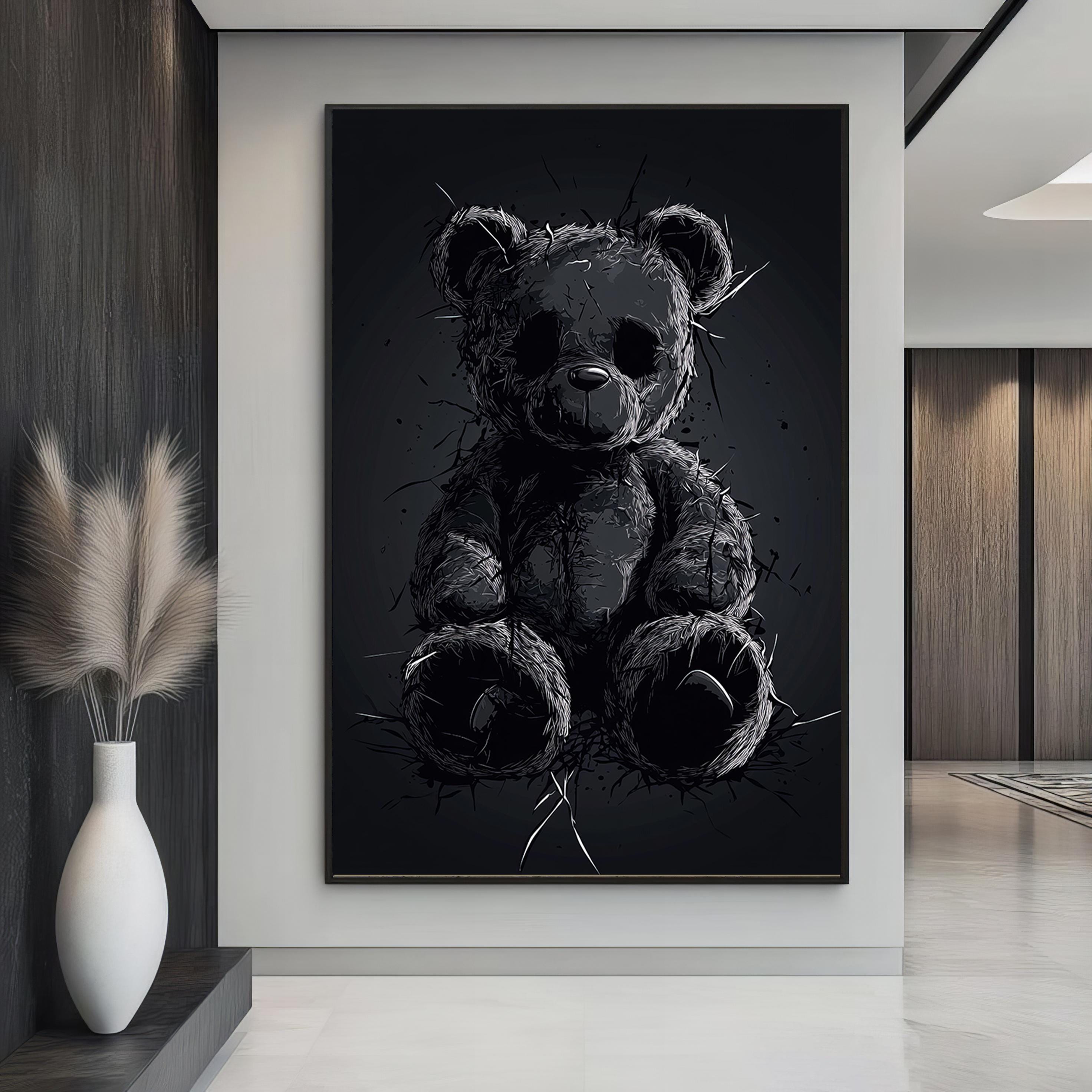 テディベアバンクシーキャンバス絵画、クマの壁アート、 - Etsy 日本
