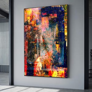 Red abstract canvas, red painting, mixed colors modern abstract art, red print, red wall decor