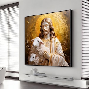 Jesus canvas print, jesus Art, jesus and lamb art, jesus Modern Canvas Art