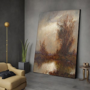 Tree in the forest minimalist abstract canvas print, tree painting, tree poster, forest and tree art