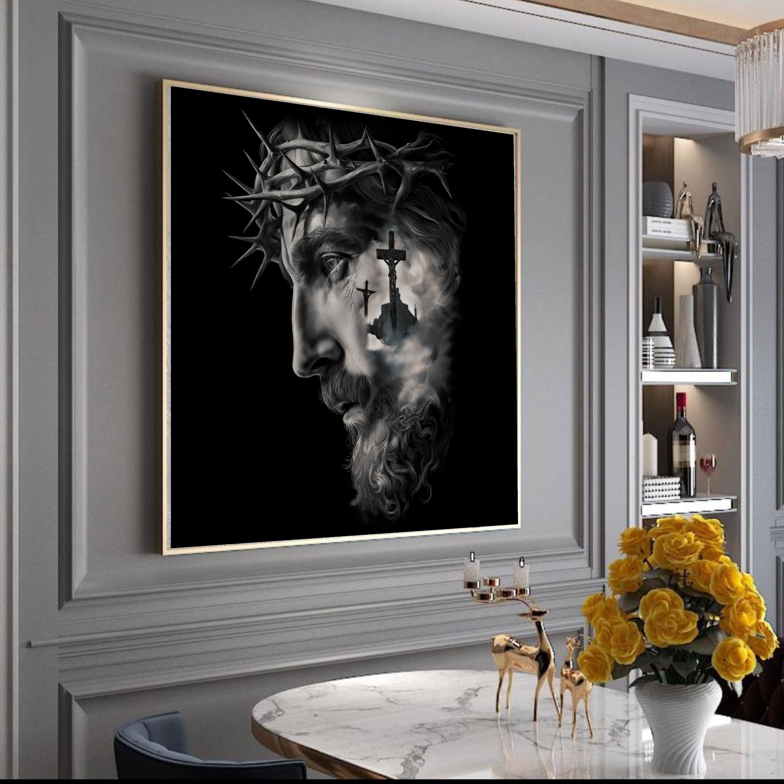 Jesus Christ Crown of Thorns Canvas Wall Art, Religious Spiritual ...