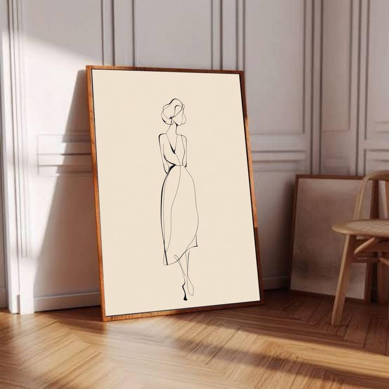 Minimalist Woman Line Art Canvas, Abstract Female Figure Wall Art ...