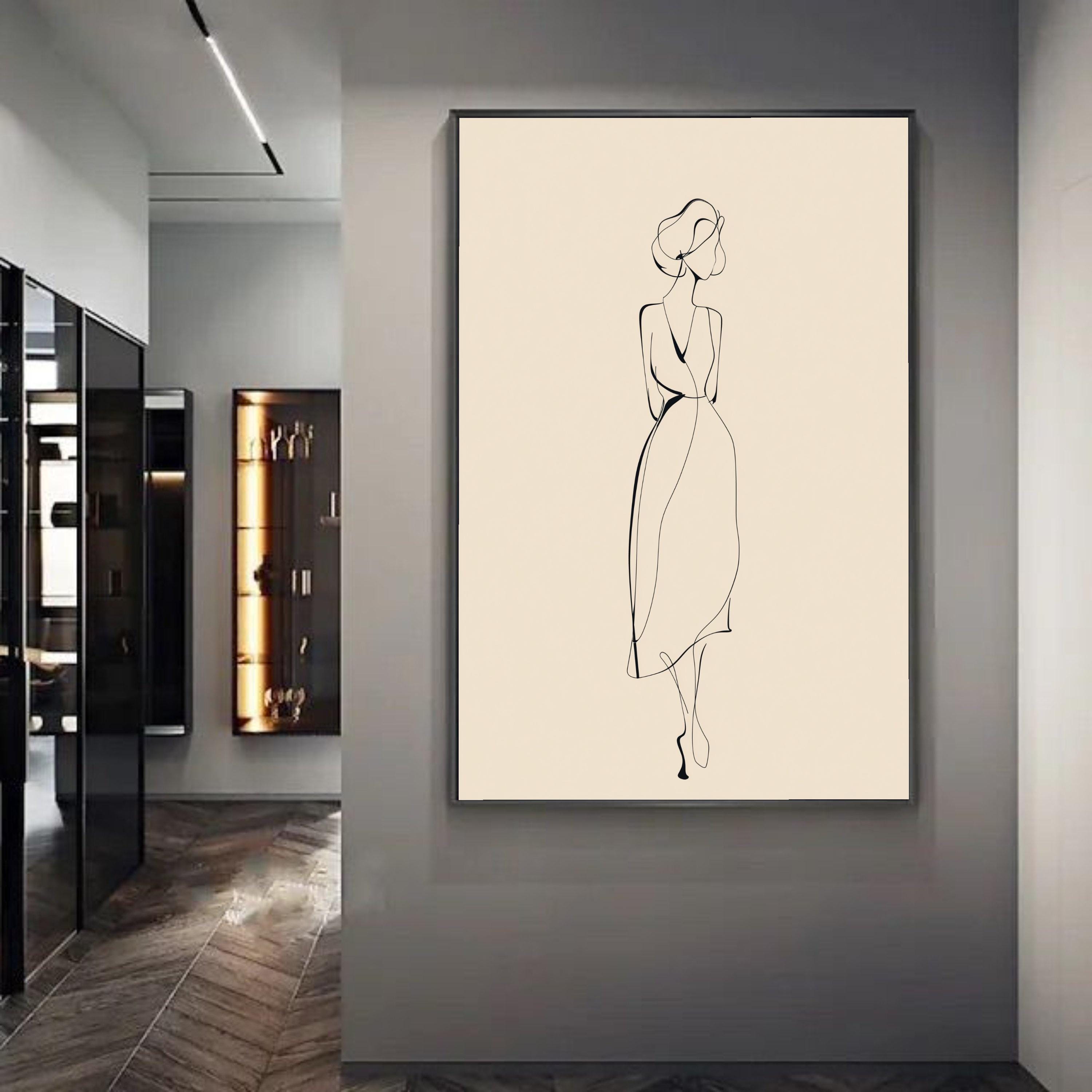 Minimalist Woman Line Art Canvas, Abstract Female Figure Wall Art ...
