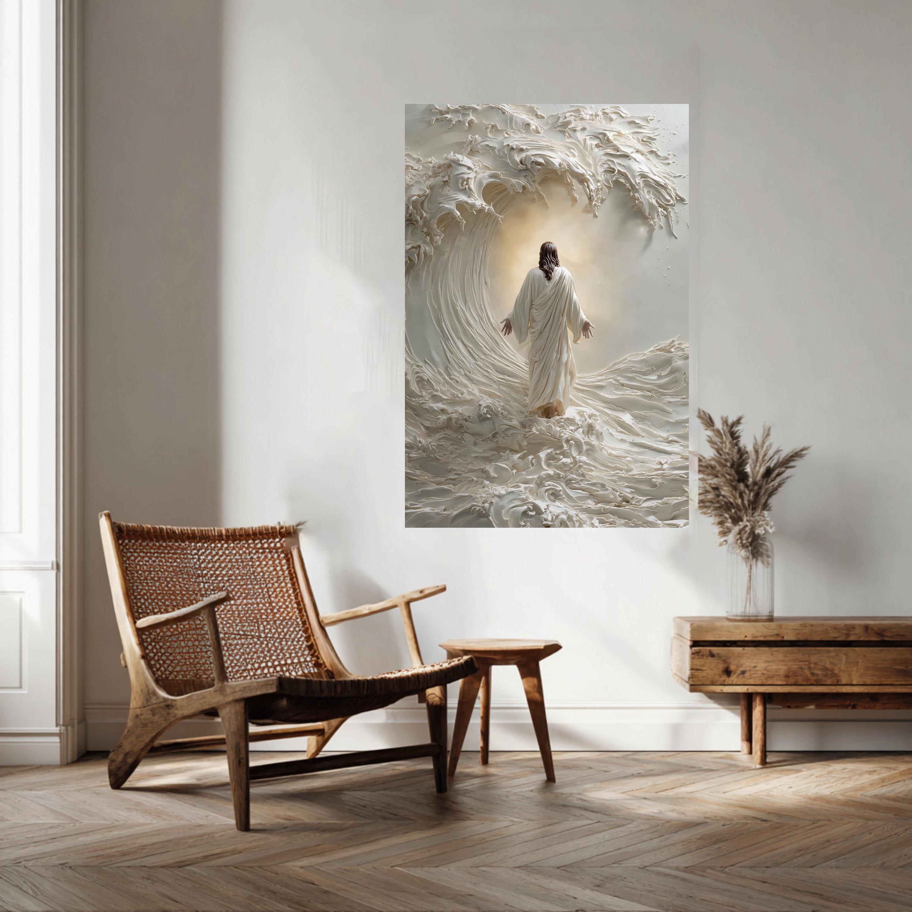 Jesus Walking on Water Canvas, Inspirational Religious Wall Art ...