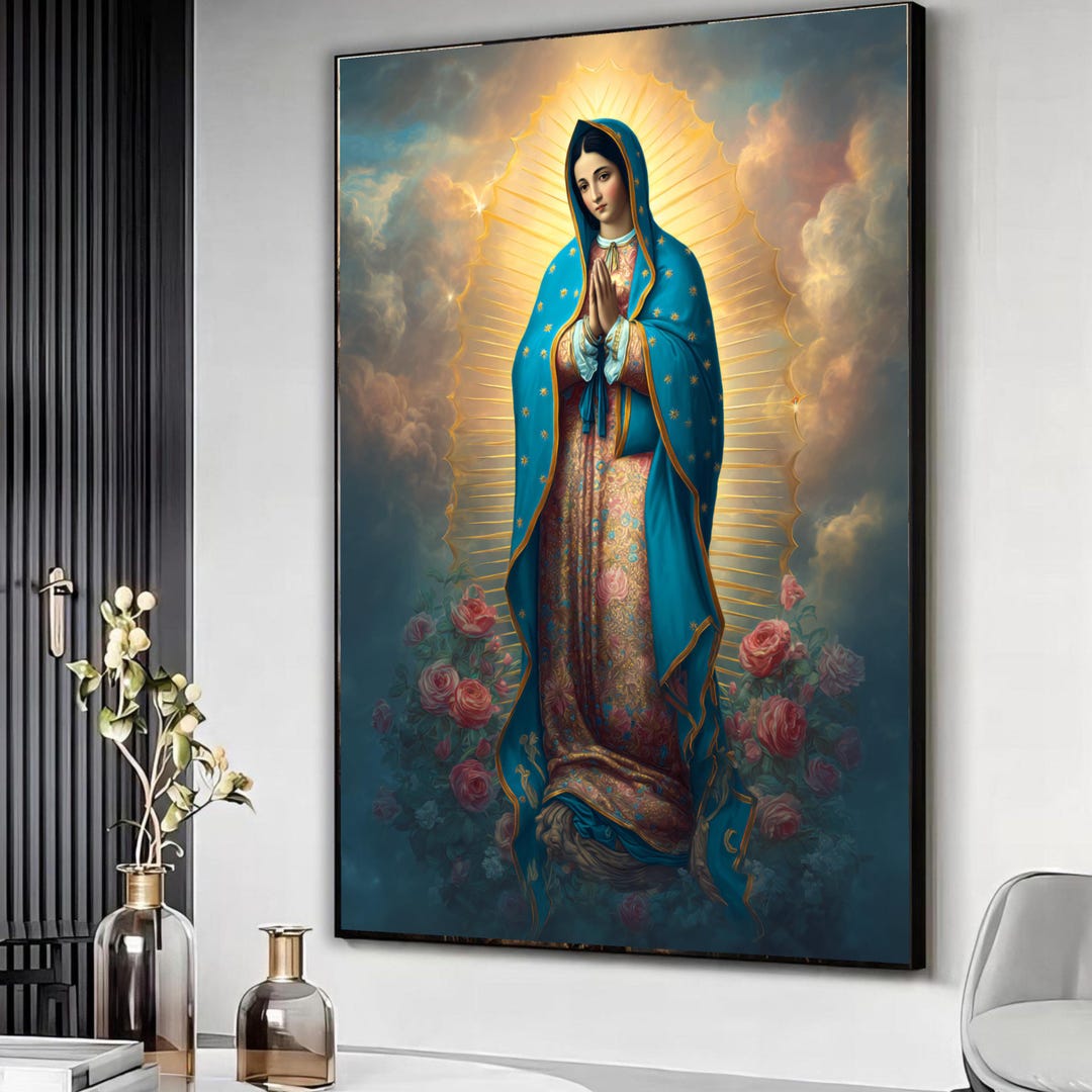 Virgin Mary Canvas Wall Art, Our Lady of Guadalupe Religious Canvas ...