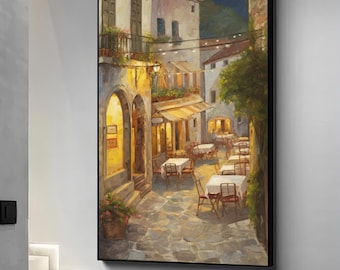 Vintage Coffee Shop, French Cafe Painting, Art Print ,  Cozy Coffee Shop Spring Corner Shop Coffee Poster