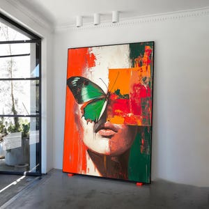 Abstract Woman Wall Decor, Abstract Wall Decor, Woman And Butterfly Poster