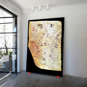 Mapa de Piri Reis, mapa del Imperio Otomano, mapa antiguo, mapa del mundo antiguo, decoración de mapas antiguos, impresión del mapa de Piri Reis, arte mural en lienzo
