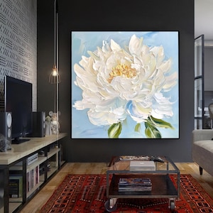Blue Flower Wall Art,Canvas Or Poster, Floral Wall Art, Elegant Wall Decor, Contemporary Art, Blue Flower Decor