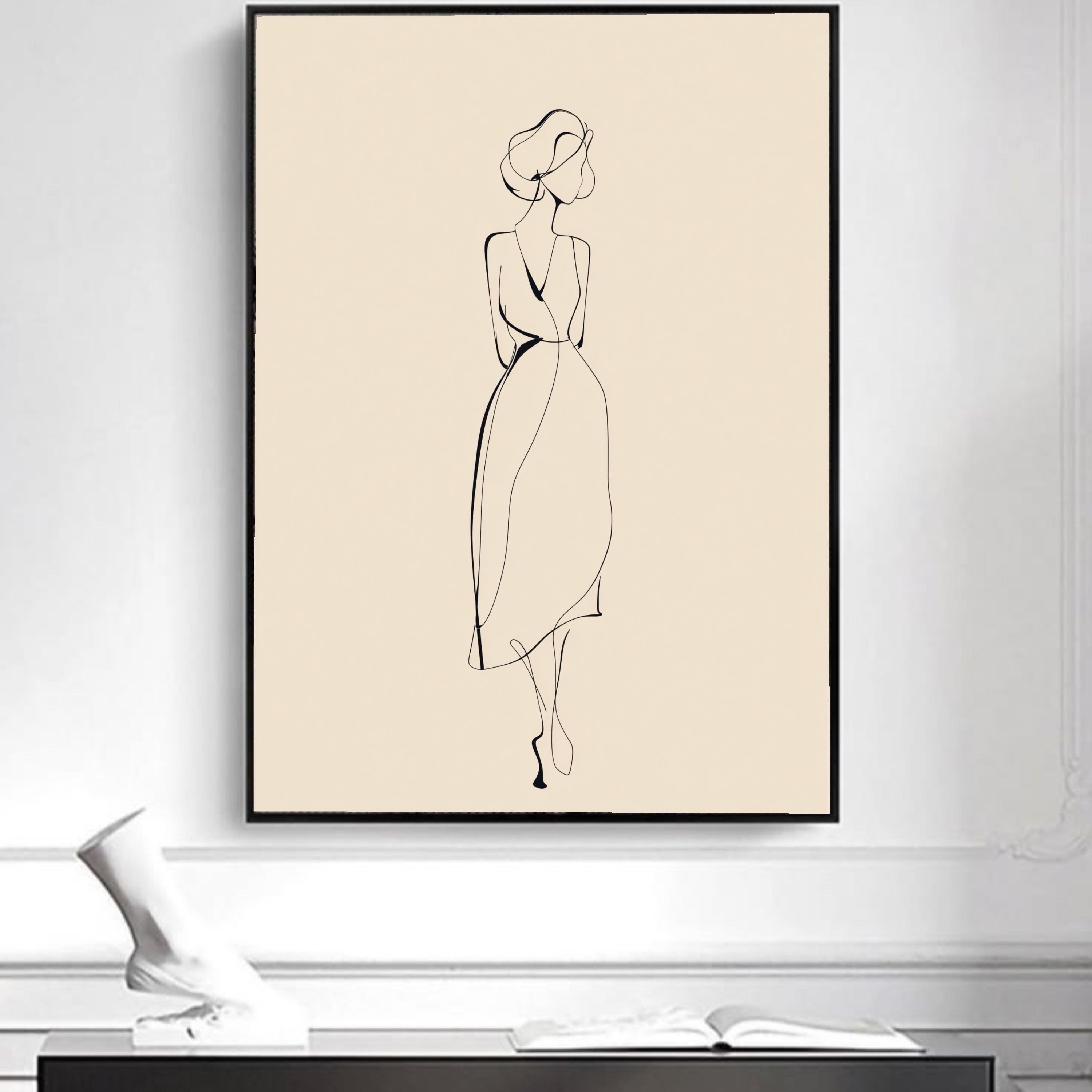 Minimalist Woman Line Art Canvas, Abstract Female Figure Wall Art ...