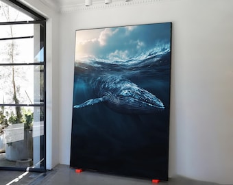 Majestic Whale Shark Canvas Print, Deep Sea Ocean Art,Underwater Ocean Art, Marine Life Home Decor