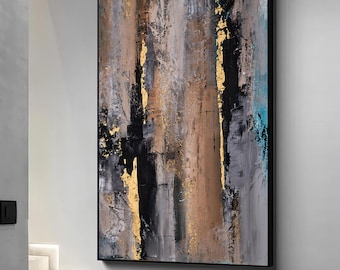Abstract Black And Gold Painting Black and gold wall art Black and gold  abstract Painting
