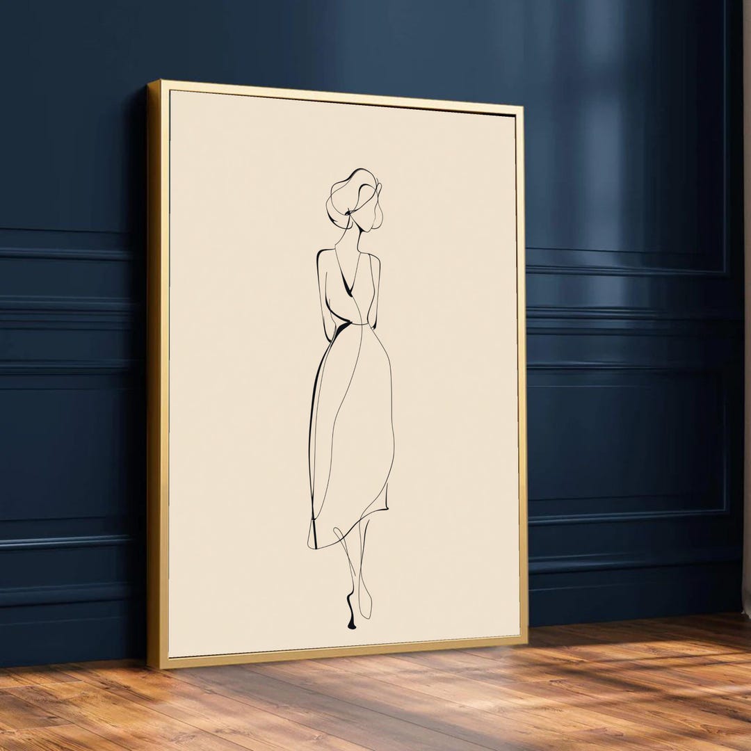 Minimalist Woman Line Art Canvas, Abstract Female Figure Wall Art ...