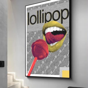 Lollipop Art Wall Art, Comic Pop Art, Woman WOW, Omg Shock Comic Style, Canvas Print Decor, Woman Wall Art, Lip Wall Decor, POP ART Print