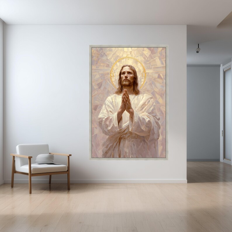 Prayerful Jesus Christ Canvas Wall Art, Religious Christian Decor ...